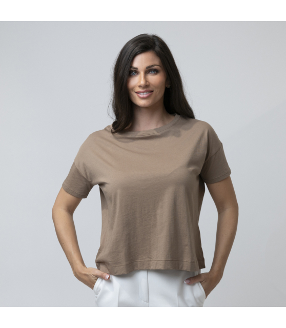 DUNCAN - T-shirt marron manches courtes