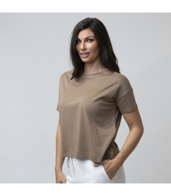 DUNCAN - T-shirt marron manches courtes