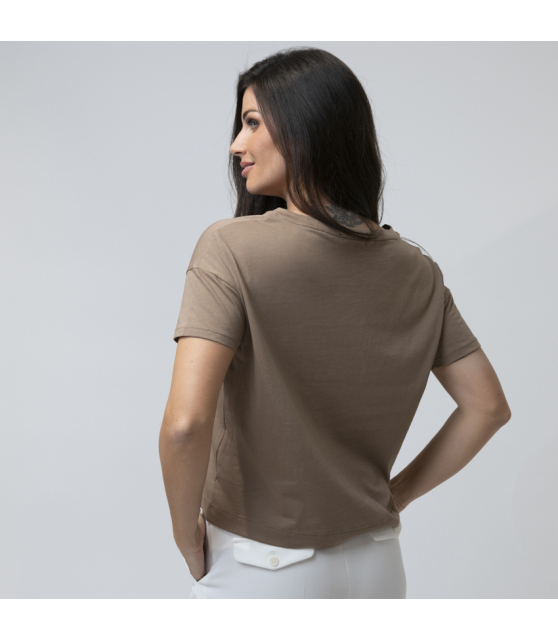 DUNCAN - T-shirt marron manches courtes