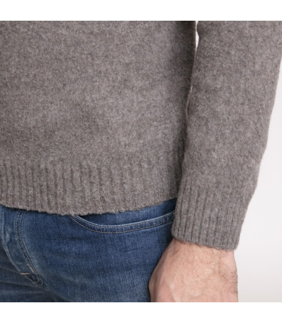 Gran Sasso - Pull épais gris taupe à col rond