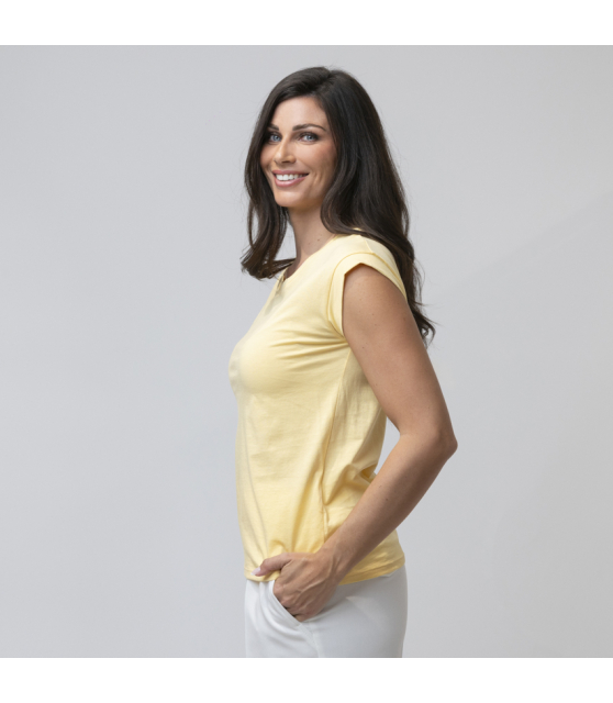 DUNCAN - T-shirt jaune à mancherons