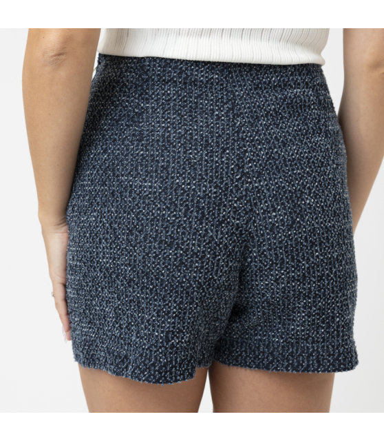 MARC CAIN - Jupe short bleu aspect tweed