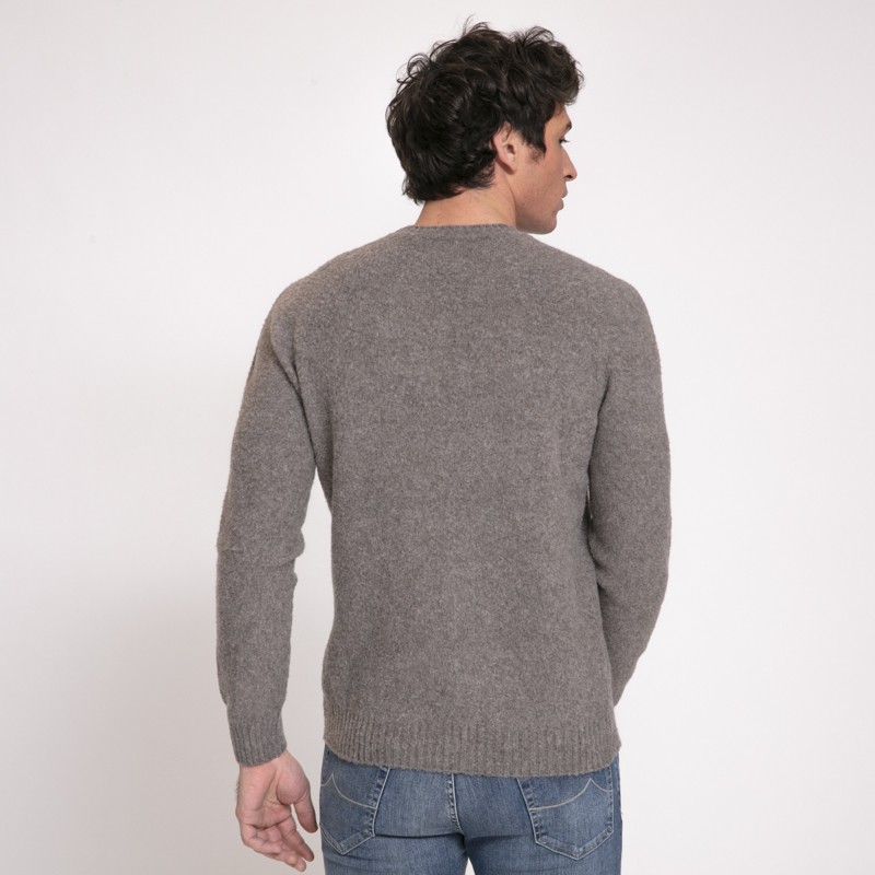 Gran Sasso - Pull épais gris taupe à col rond