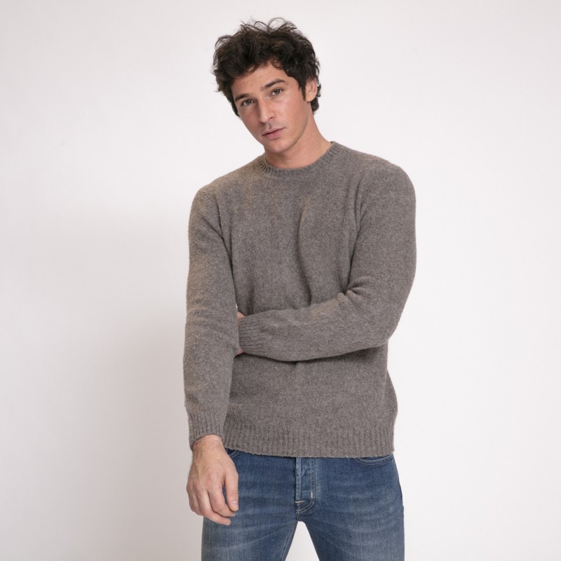 Gran Sasso - Pull épais gris taupe à col rond