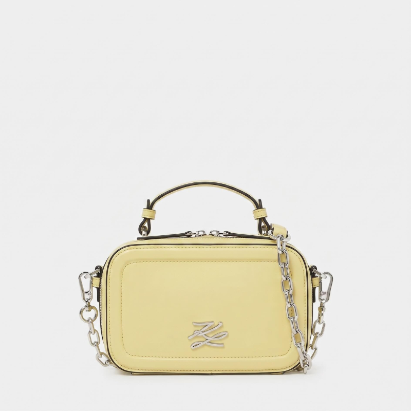 KARL LAGERFELD - Sac à main jaune K/AUTOGRAPH avec chaîne