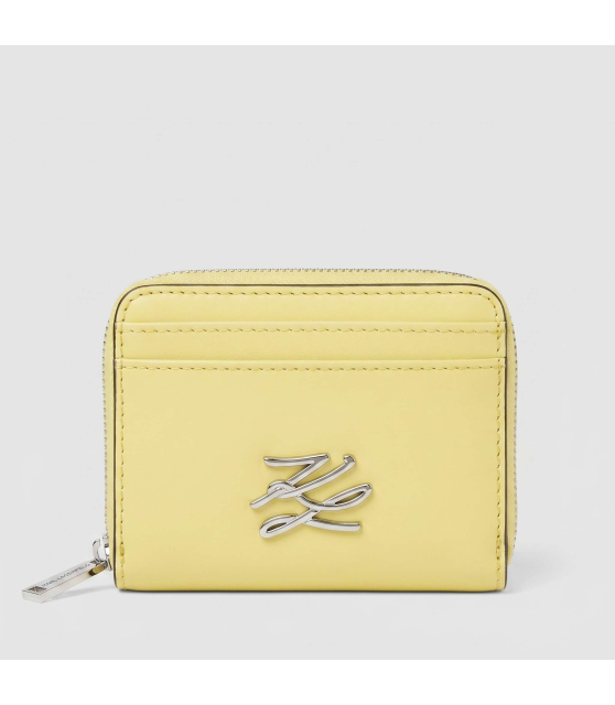 KARL LAGERFELD - Petit portefeuille zippé jaune K/AUTOGRAPH