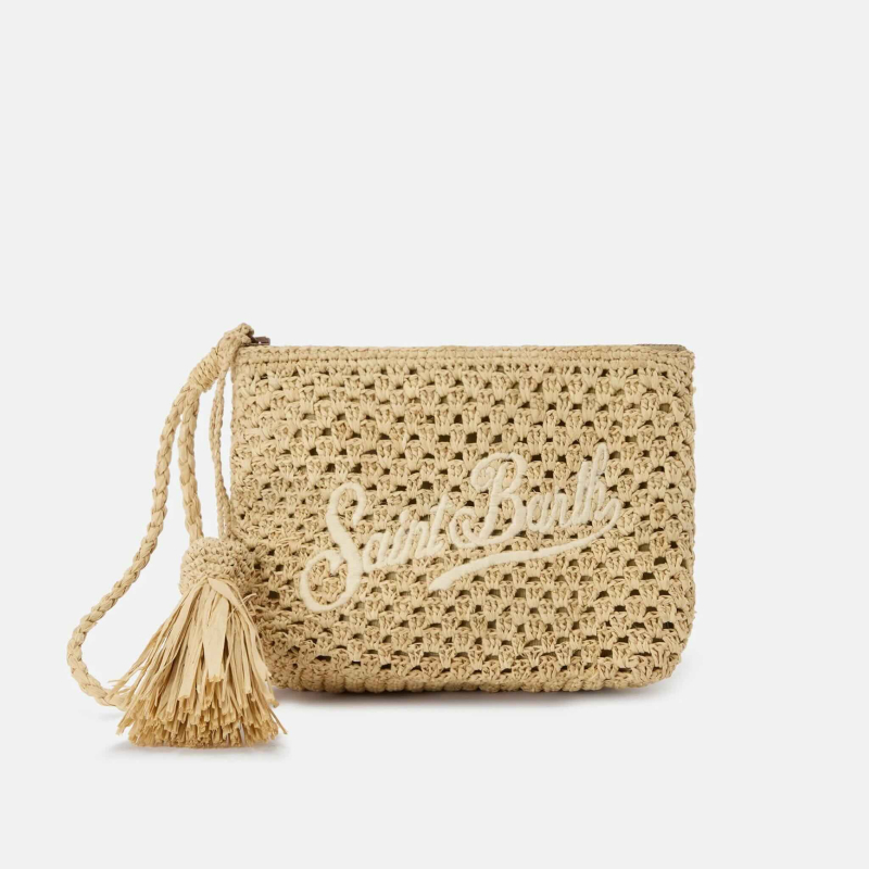 MC2 SAINT BARTH - Pochette en raphia beige rectangulaire