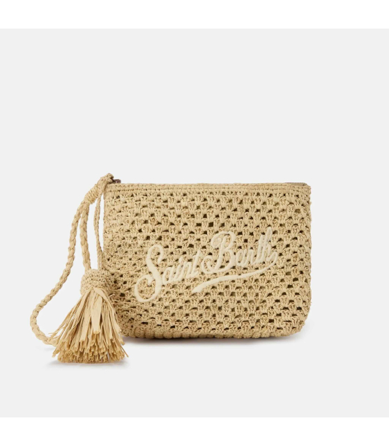 MC2 SAINT BARTH - Pochette en raphia beige rectangulaire