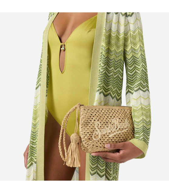 MC2 SAINT BARTH - Pochette en raphia beige rectangulaire