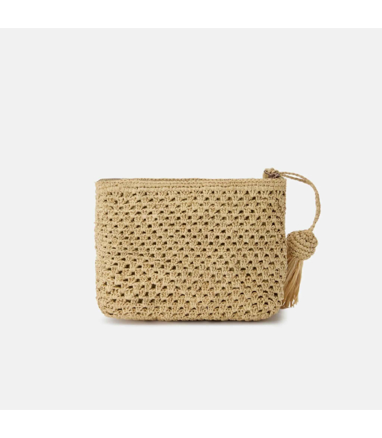 MC2 SAINT BARTH - Pochette en raphia beige rectangulaire