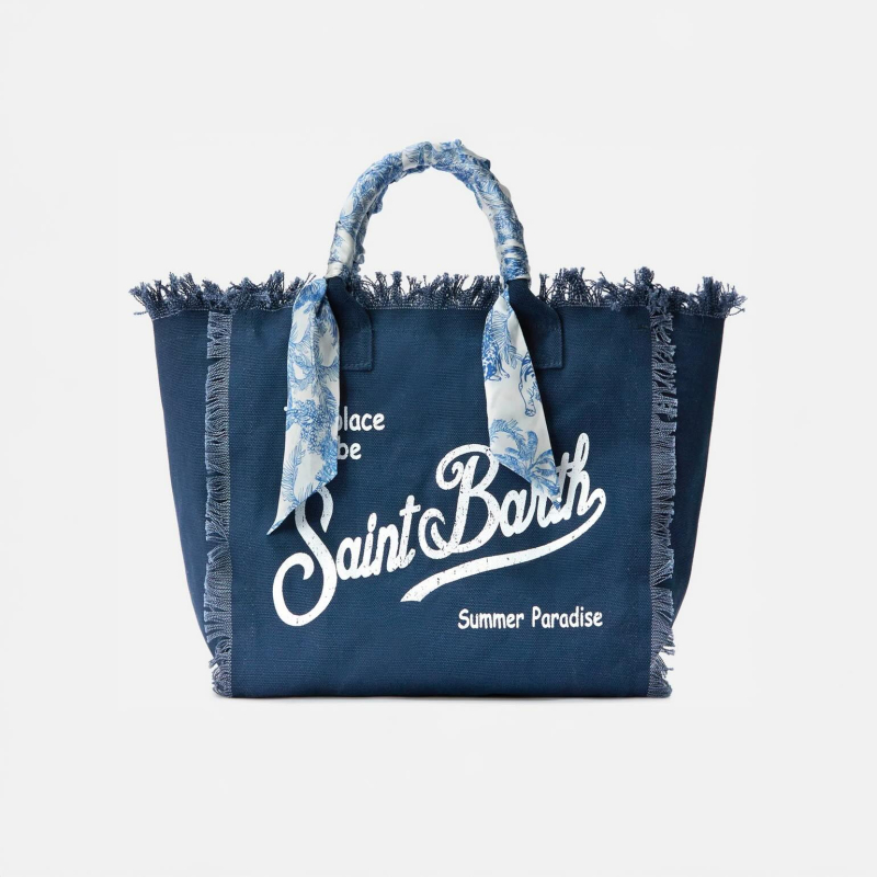 MC2 SAINT BARTH - Sac Vanity bleu marine foulard Toile de Jouy