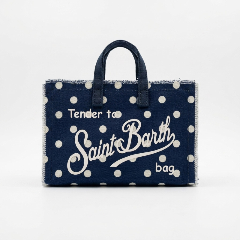 MC2 SAINT BARTH - Sac téléphone toile bleu marine à pois