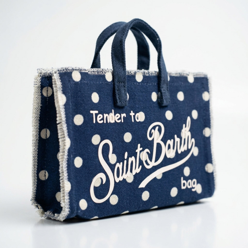 MC2 SAINT BARTH - Sac téléphone toile bleu marine à pois 2