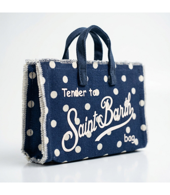 MC2 SAINT BARTH - Sac téléphone toile bleu marine à pois