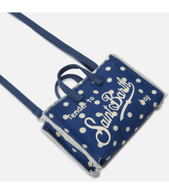 MC2 SAINT BARTH - Sac téléphone toile bleu marine à pois