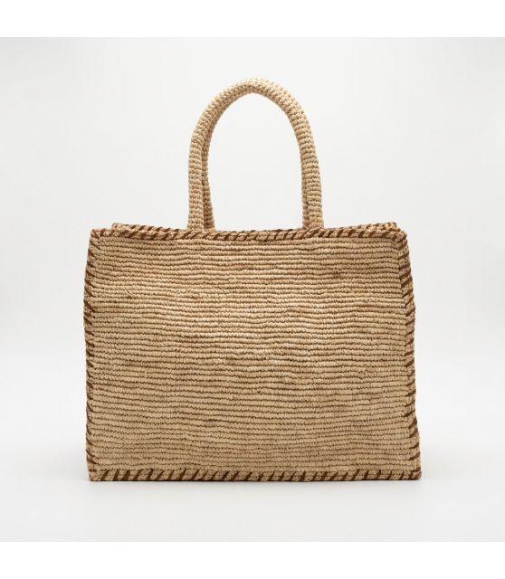 MC2 SAINT BARTH - Sac Vanity en raphia beige et marron