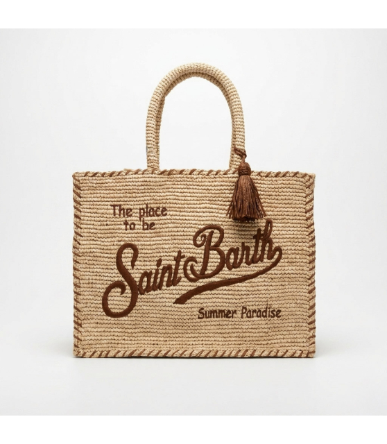 MC2 SAINT BARTH - Sac Vanity en raphia beige et marron