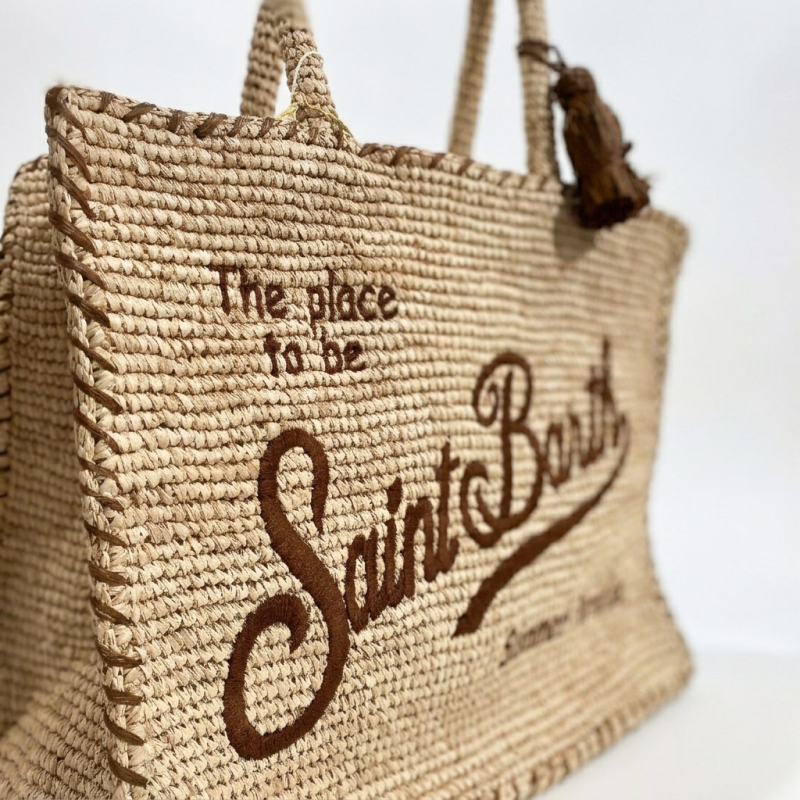 MC2 SAINT BARTH - Sac Vanity en raphia beige et marron 2