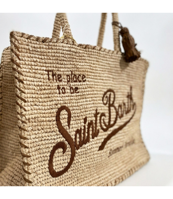 MC2 SAINT BARTH - Sac Vanity en raphia beige et marron