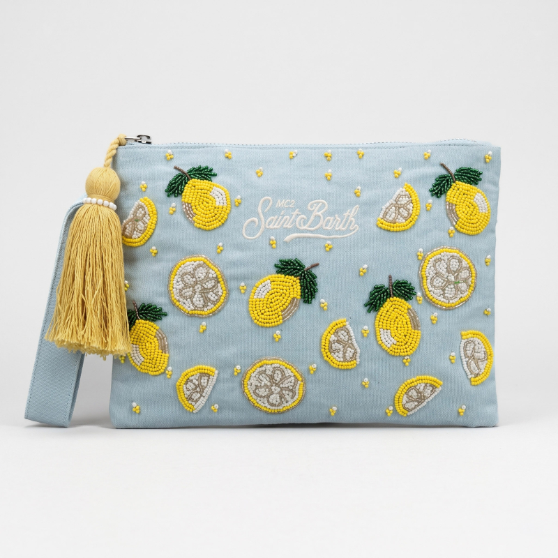 MC2 SAINT BARTH - Pochette bleue à motif citrons