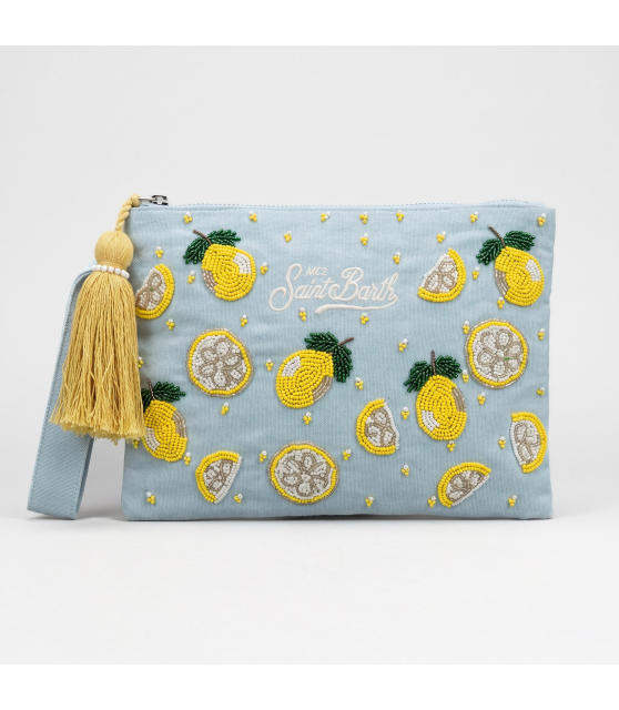 MC2 SAINT BARTH - Pochette bleue à motif citrons