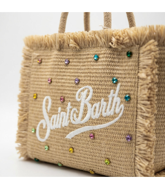 MC2 SAINT BARTH - Sac Colette en raphia beige et bijoux multicolores