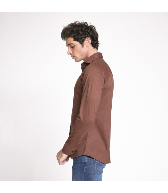 Desoto - Chemise marron en jersey de coton