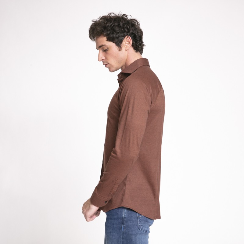 Desoto - Chemise marron en jersey de coton
