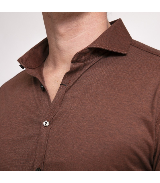 Desoto - Chemise marron en jersey de coton