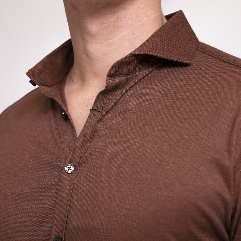 Desoto - Chemise marron en jersey de coton