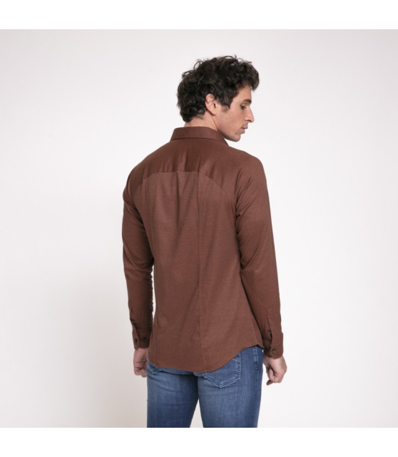 Desoto - Chemise marron en jersey de coton