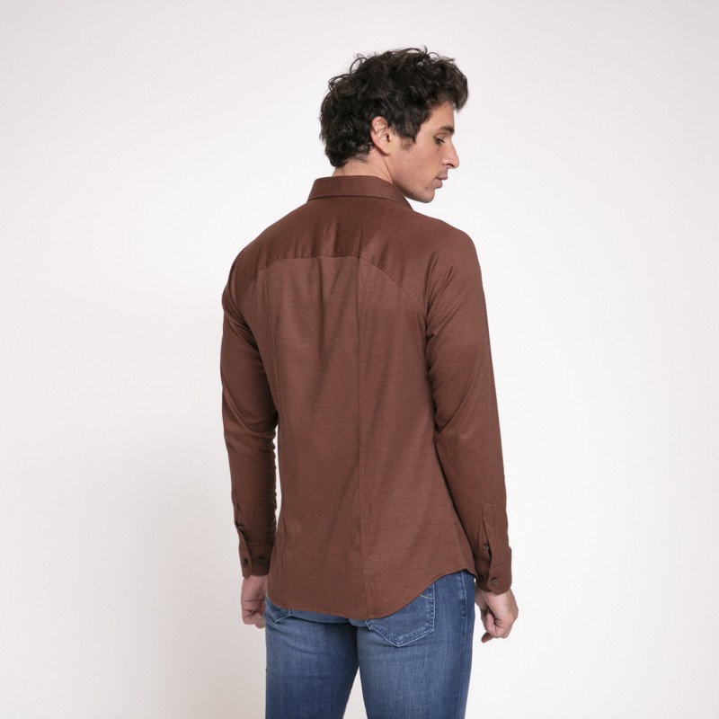 Desoto - Chemise marron en jersey de coton