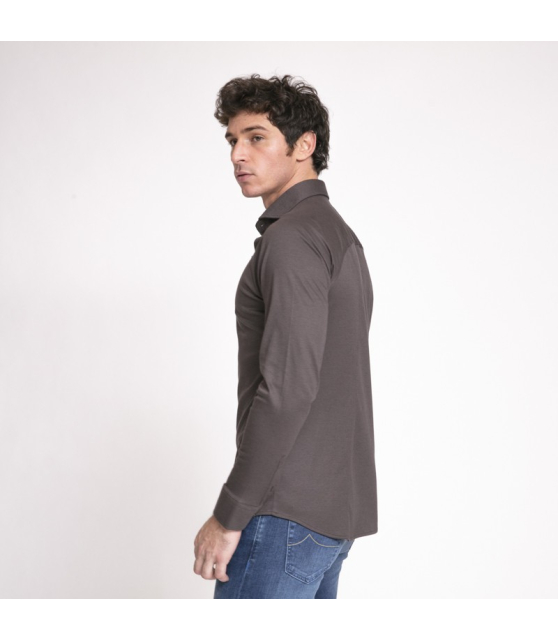 Desoto - Chemise taupe en jersey de coton
