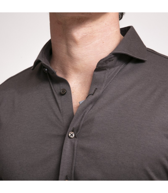 Desoto - Chemise taupe en jersey de coton