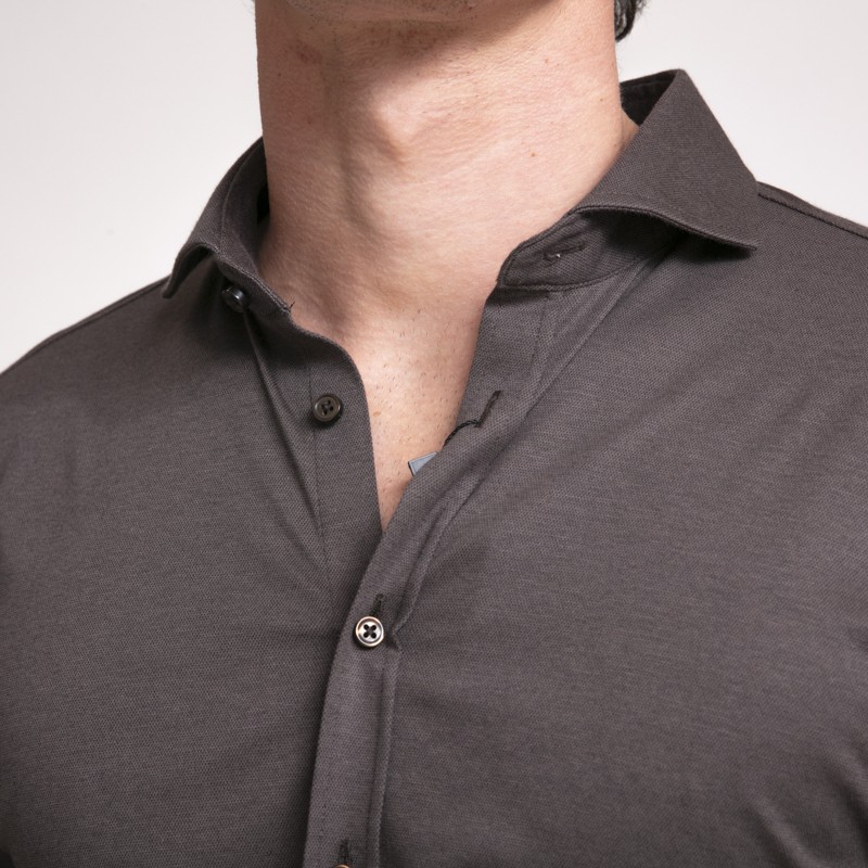 Desoto - Chemise taupe en jersey de coton