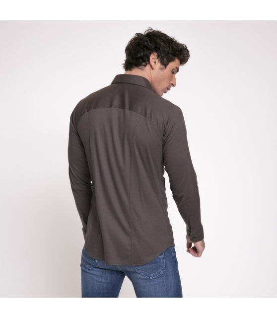 Desoto - Chemise taupe en jersey de coton