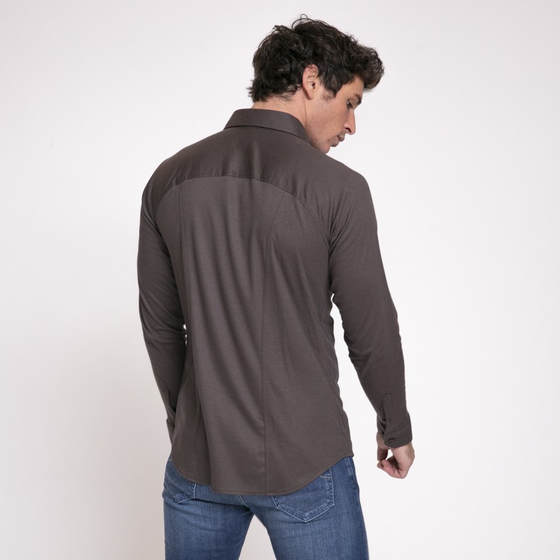 Desoto - Chemise taupe en jersey de coton