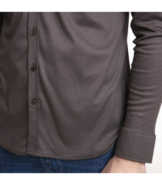 Desoto - Chemise taupe en jersey de coton