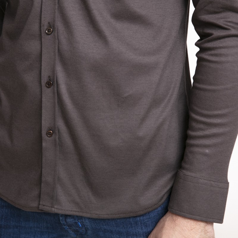 Desoto - Chemise taupe en jersey de coton