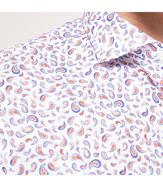 Duncan - Chemise blanche à manches longues et motifs géométriques