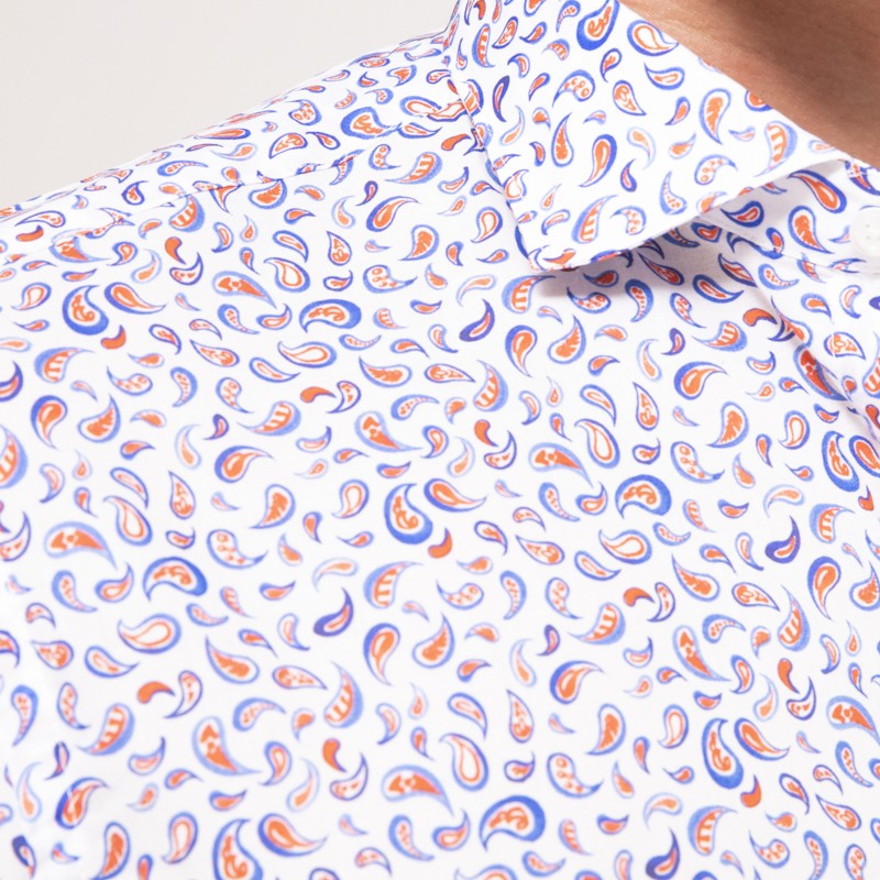 Duncan - Chemise blanche à manches longues et motifs géométriques