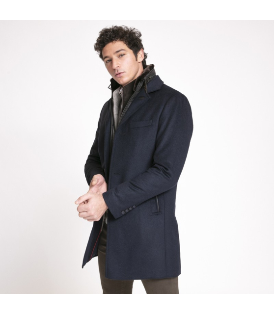 Kean - Manteau bleu marine avec coupe-vent noir