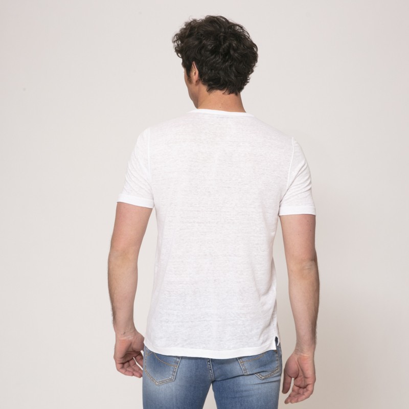 Gran Sasso - T-shirt blanc à col rond en lin