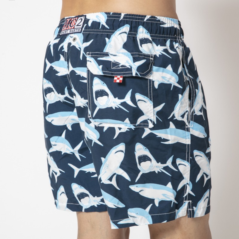 MC2 SAINT BARTH - Maillot de bain bleu marine à motifs requins