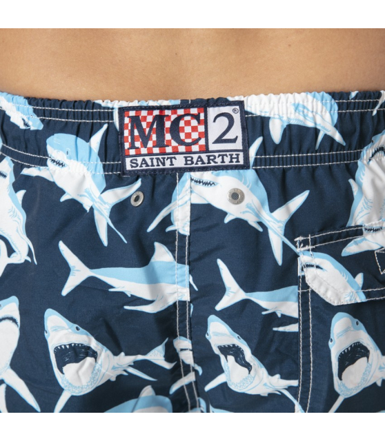 MC2 SAINT BARTH - Maillot de bain bleu marine à motifs requins