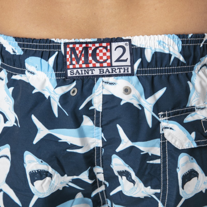 MC2 SAINT BARTH - Maillot de bain bleu marine à motifs requins