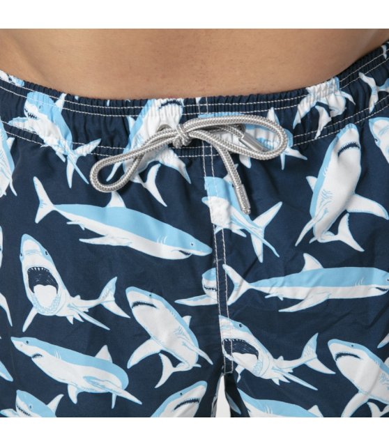 MC2 SAINT BARTH - Maillot de bain bleu marine à motifs requins