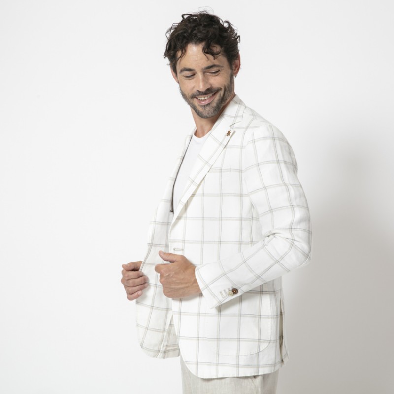 DUNCAN x Giacché 81 - Veste blazer blanche à carreaux