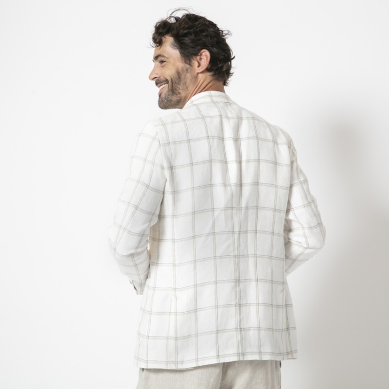 DUNCAN x Giacché 81 - Veste blazer blanche à carreaux