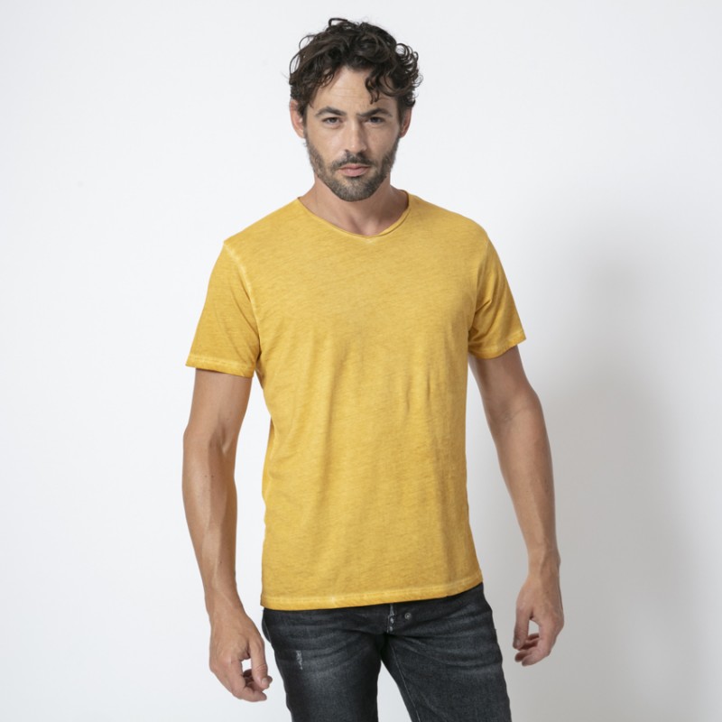 ANONYM x DUNCAN - T-shirt jaune moutarde à manches courtes